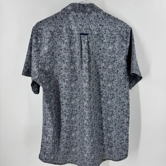 7Diamonds Mens Short Sleeve Button Up Shirt Blue Floral Print 4 Way Stretch Sz L - Picture 7 of 12